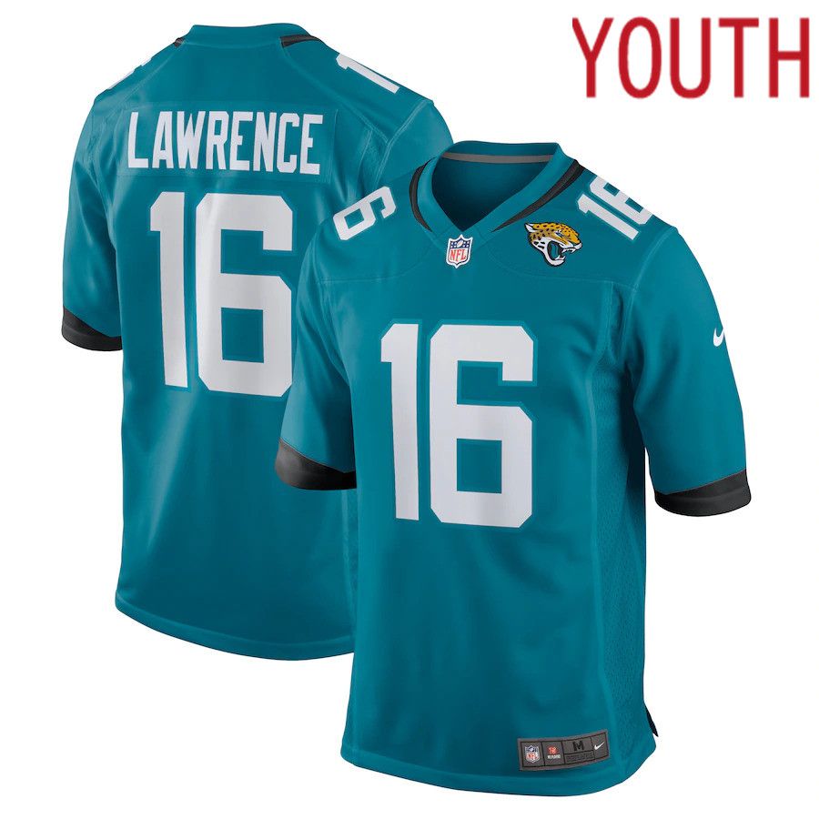 Youth Jacksonville Jaguars 16 Trevor Lawrence Nike Teal Game NFL Jersey